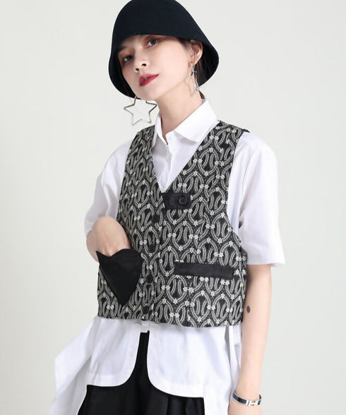 Heart Pocket Jacqard Vest