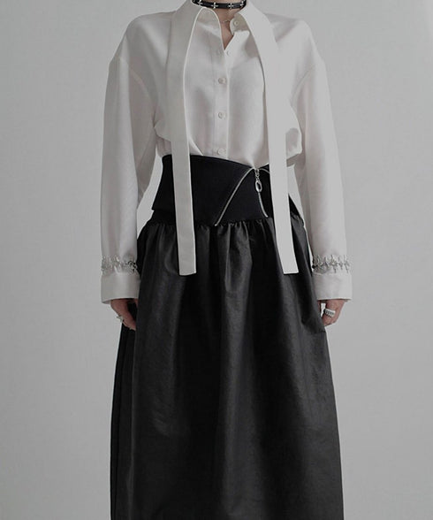 Scarf Collar White Blouse