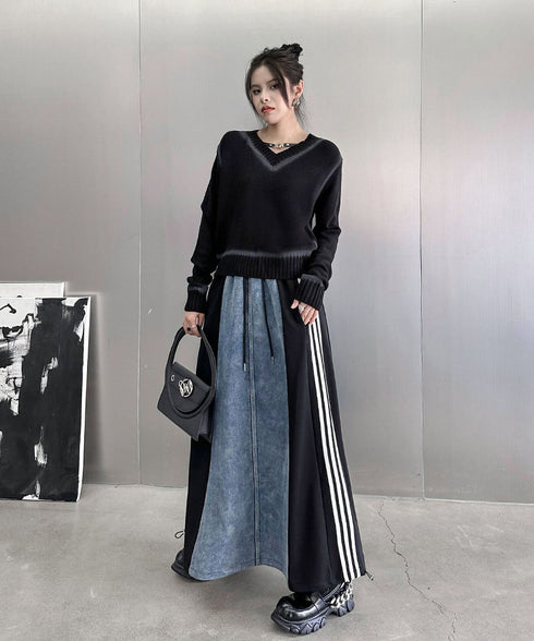 Side Line Denim Skirt