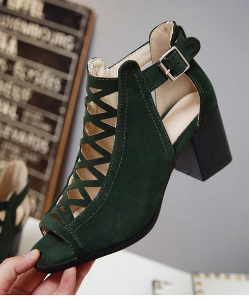 Cross Lace Open Toe Sandals