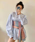 Plaid Obi Belted Check Shirt