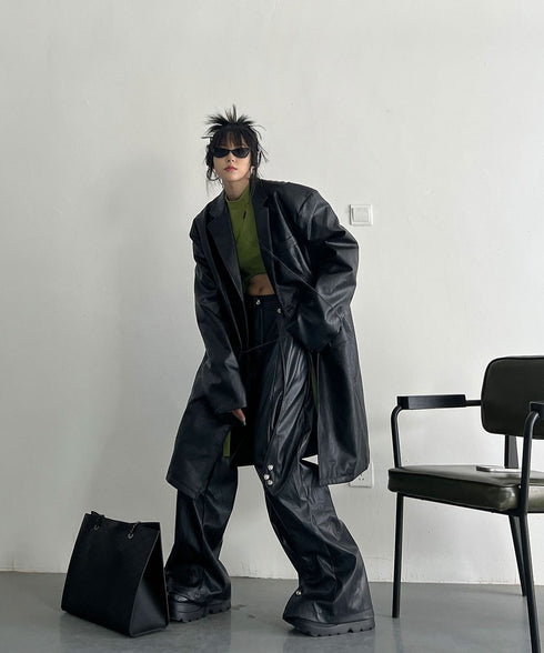 Oversized Faux Leather Jacket