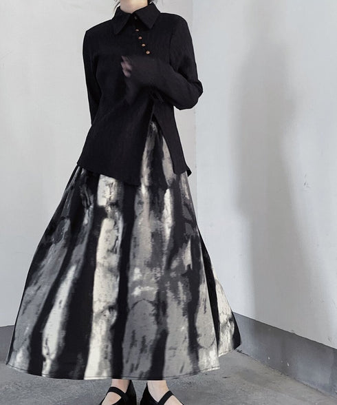 Diagonal Button Front Cut Blouse