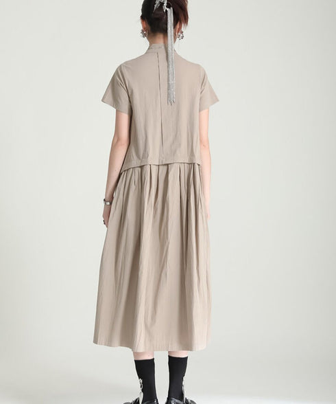 Asymmetric Button Minimal Dress