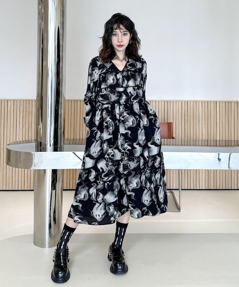 Smoke Marble Flare Dress