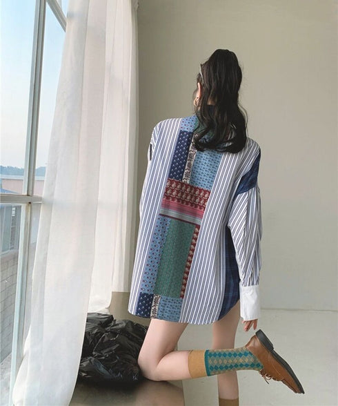 Striped Patchwork Blouse