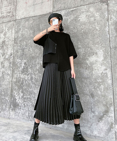 Half Sleeve Asymmetric Top