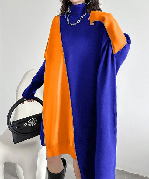 Diagonal Switch Sweater Dress