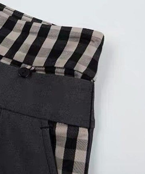 Side Slit Layered Check Insert Skirt