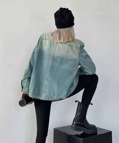 Stand Out Collar Denim Jacket