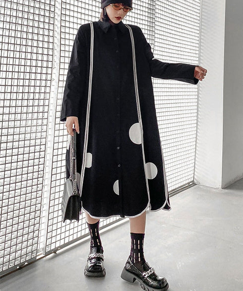 Scallop Dot Graphic Shirt Dress