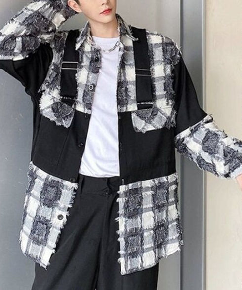 Fringe Check Combination Jacket