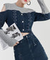 Open Shoulder Denim Top
