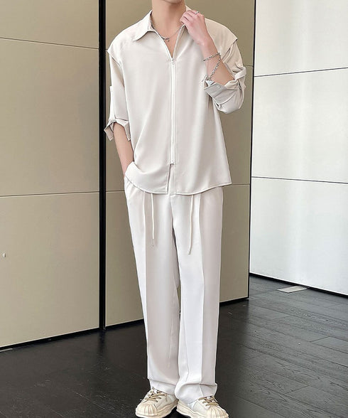 Zipper Sleeve Relaxed Set