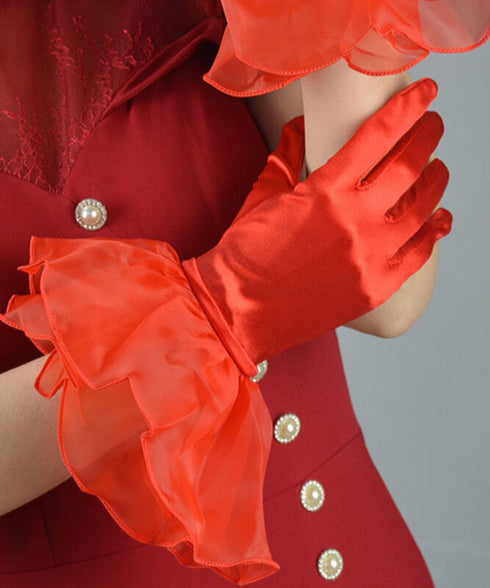 Organza Frill Satin Gloves