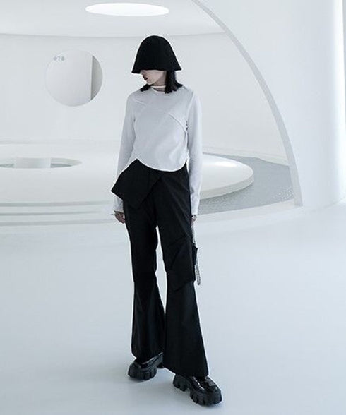 Layered Flare Cargo Pants