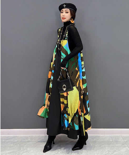 Blur Strap Belt Dress