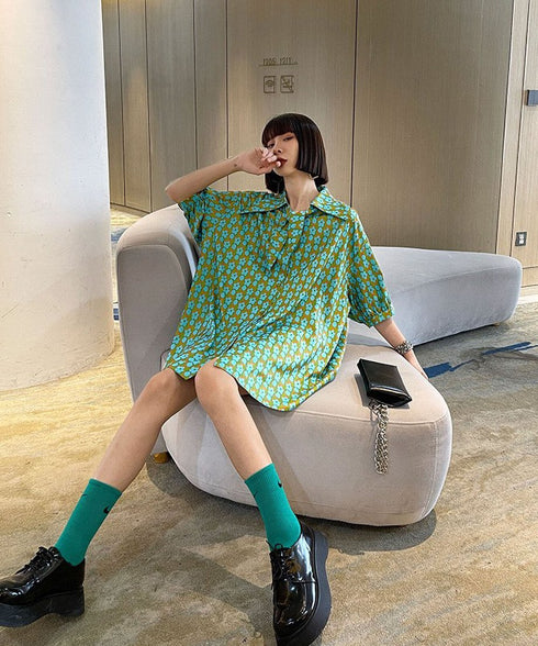 Retro Flower Print Blouse