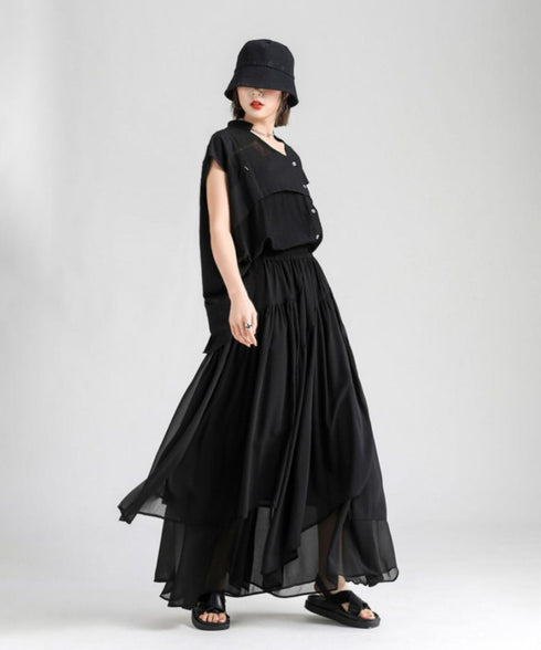 Misaligned Button Blouse