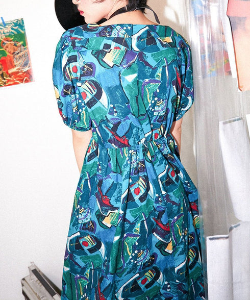 Retro Cassette Print Dress
