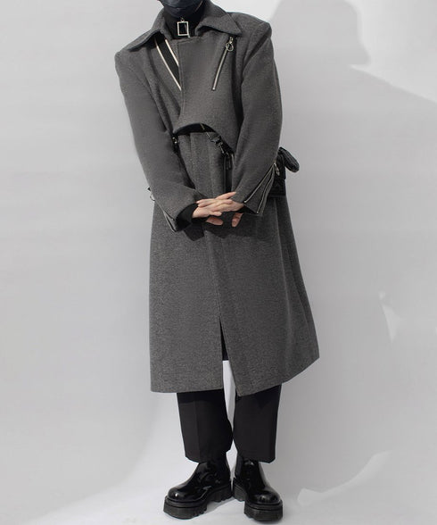 Layered Zip Long Coat