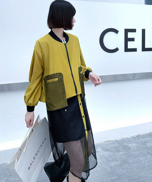 網狀開關拉鍊開襟衫