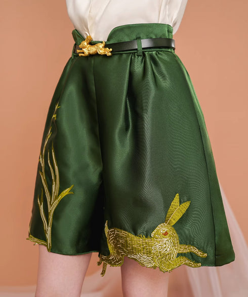 Rabbit Embroidery Shorts