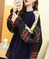 Back Plaid Cable Sweater