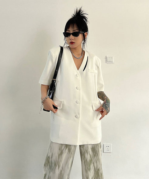 V-neck Short-sleeve Jacket