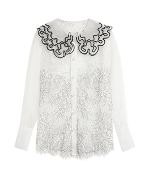 Sheer Lace Collar Blouse