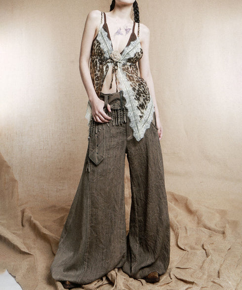 Tassel Belt Lantern Pants