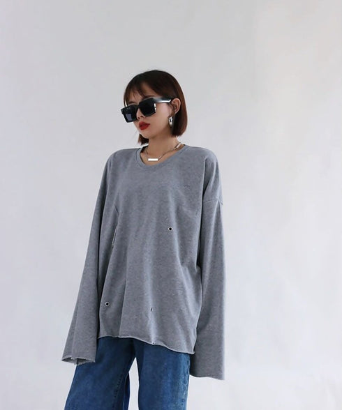 Pin Tuck Drape Long Sleeve Top