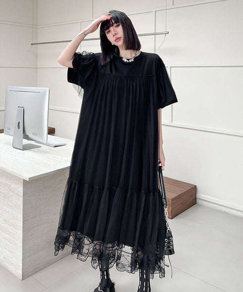 Mesh Layered Flare Dress