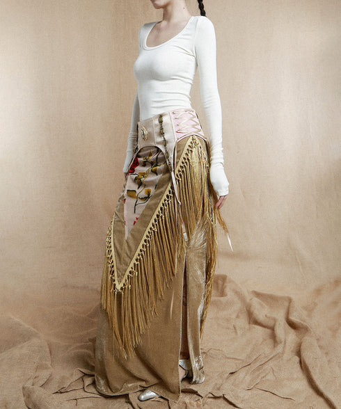 Flower Layered Tassel Skirt