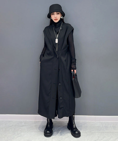 Stand Collar Zip Long Vest