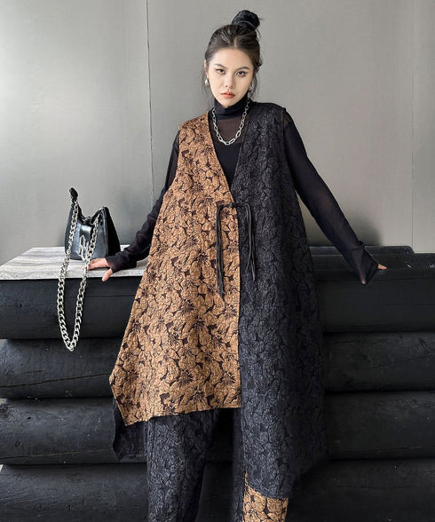 Ripple-fabric Vest&Pants Co-ord