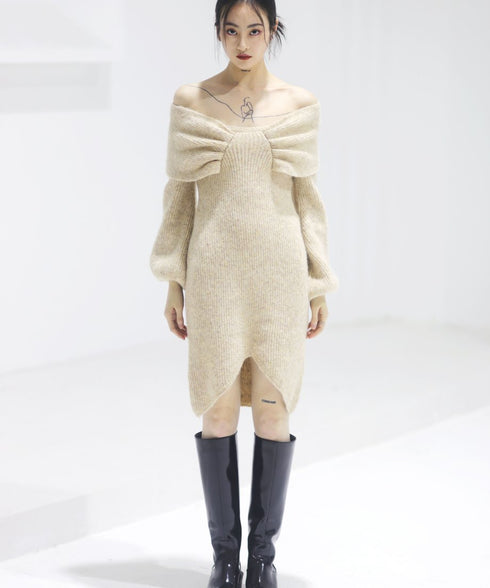 Melange Knit Dress & Scarf Co-ord