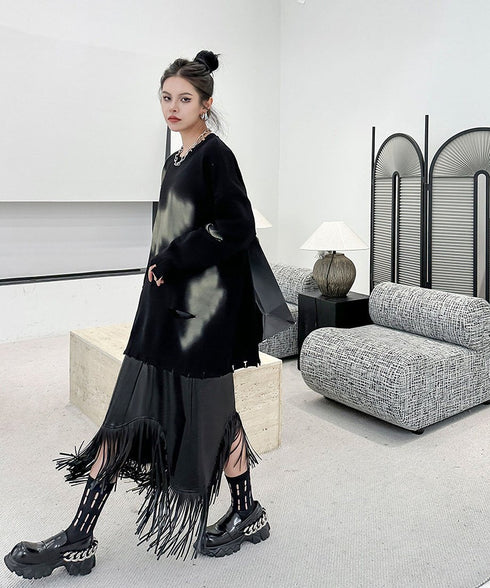 Fringe Faux Leather Skirt