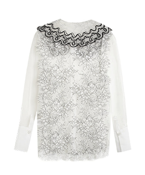 Sheer Lace Collar Blouse