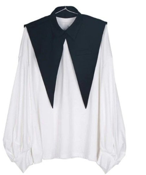 False Collar & Peasant Sleeve Top Co-ord