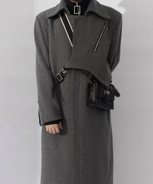 Layered Zip Long Coat