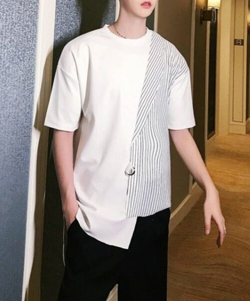 Half Stripe Panel T-Shirt