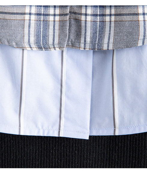 Plaid Splicing Skirt