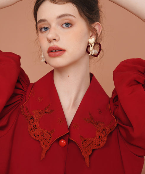 Rabbit Balloon Sleeve Blouse