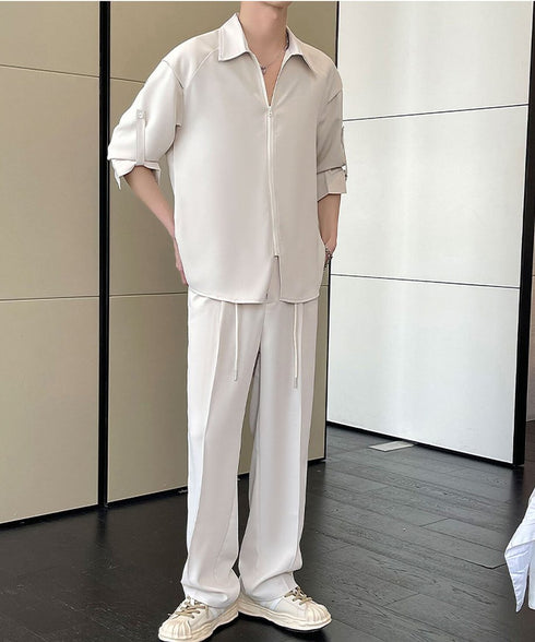 Zipper Sleeve Relaxed Set