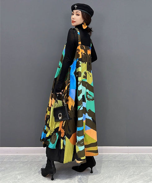 Blur Strap Belt Dress