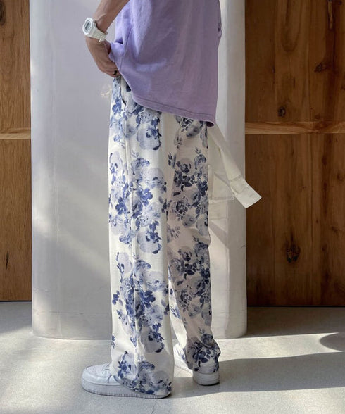 Flower Print Wide Pants