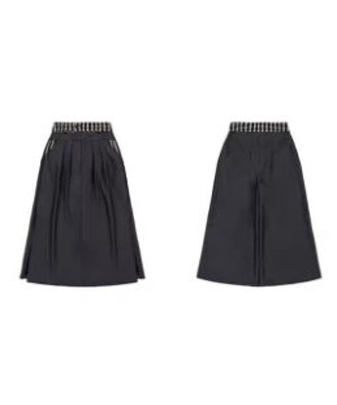 Side Slit Layered Check Insert Skirt