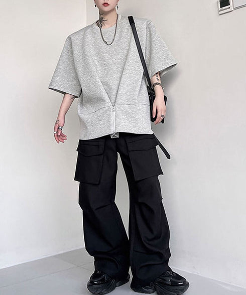 Zip Front Sweat Cardigan Tee