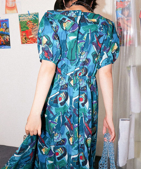 Retro Cassette Print Dress